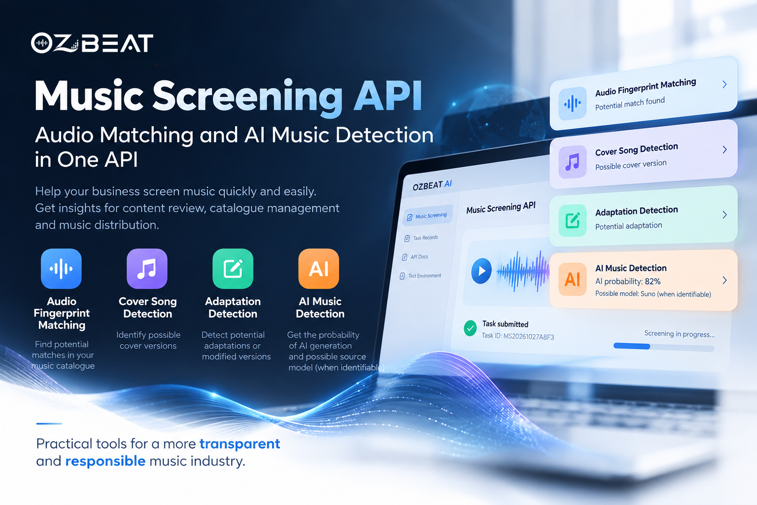 OZBEAT AI Introduces Music Screening API for Audio Matching and AI Music Detection